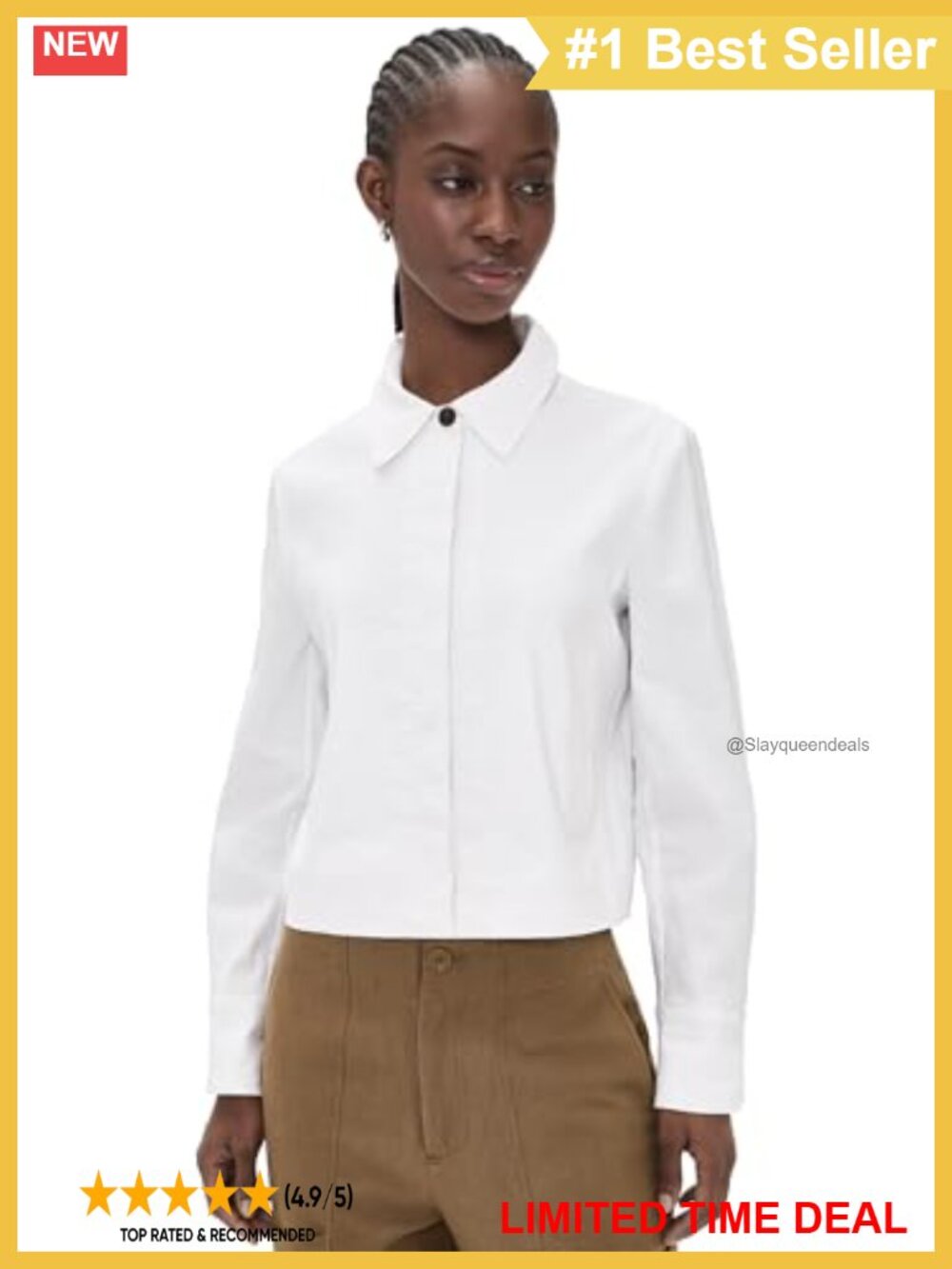 Cropped Linen Blend Shirt Jacket Casual